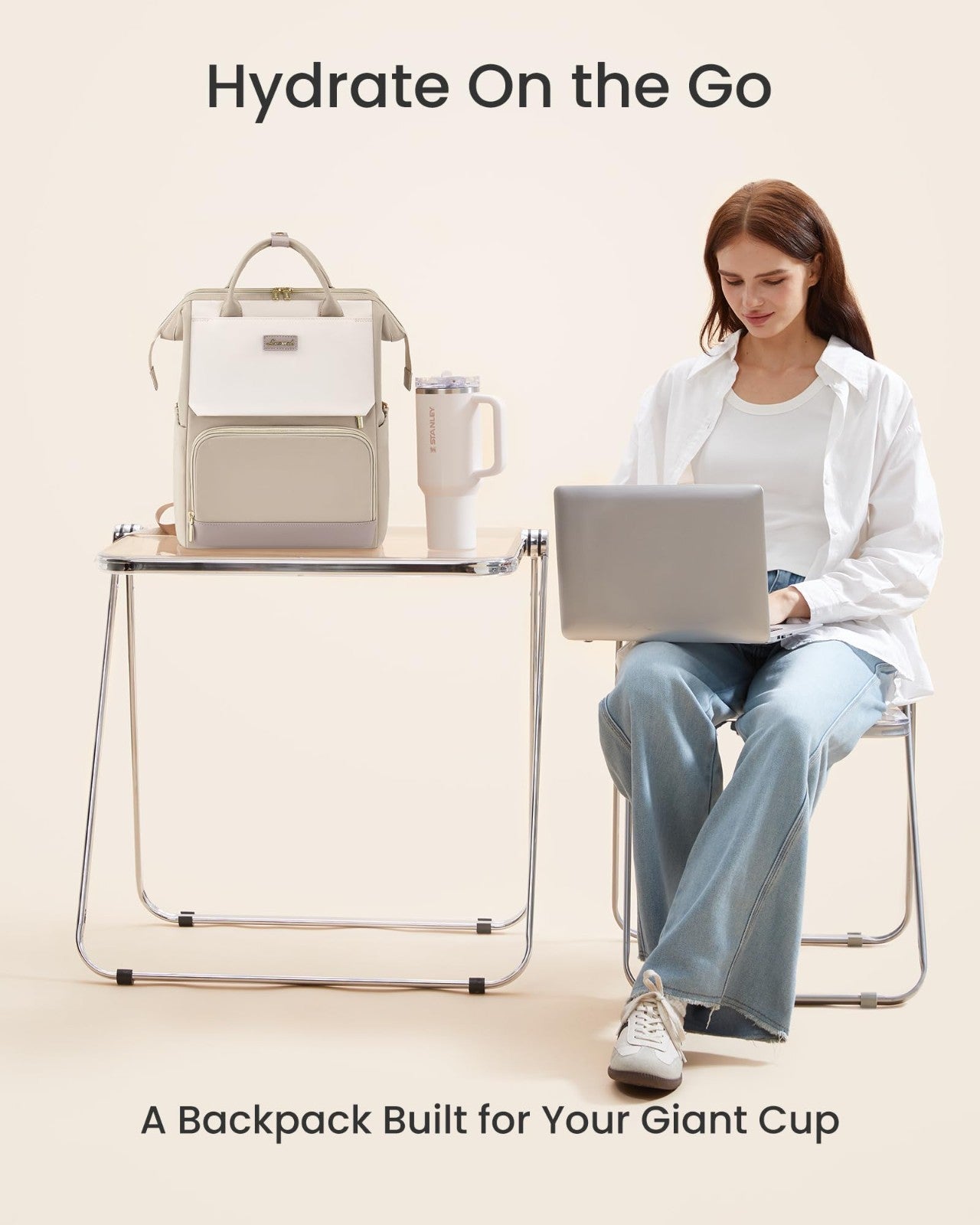 Stylish Laptop Backpack for Women Travel, Work, Nurse, Teacher, Tumbler Holder2