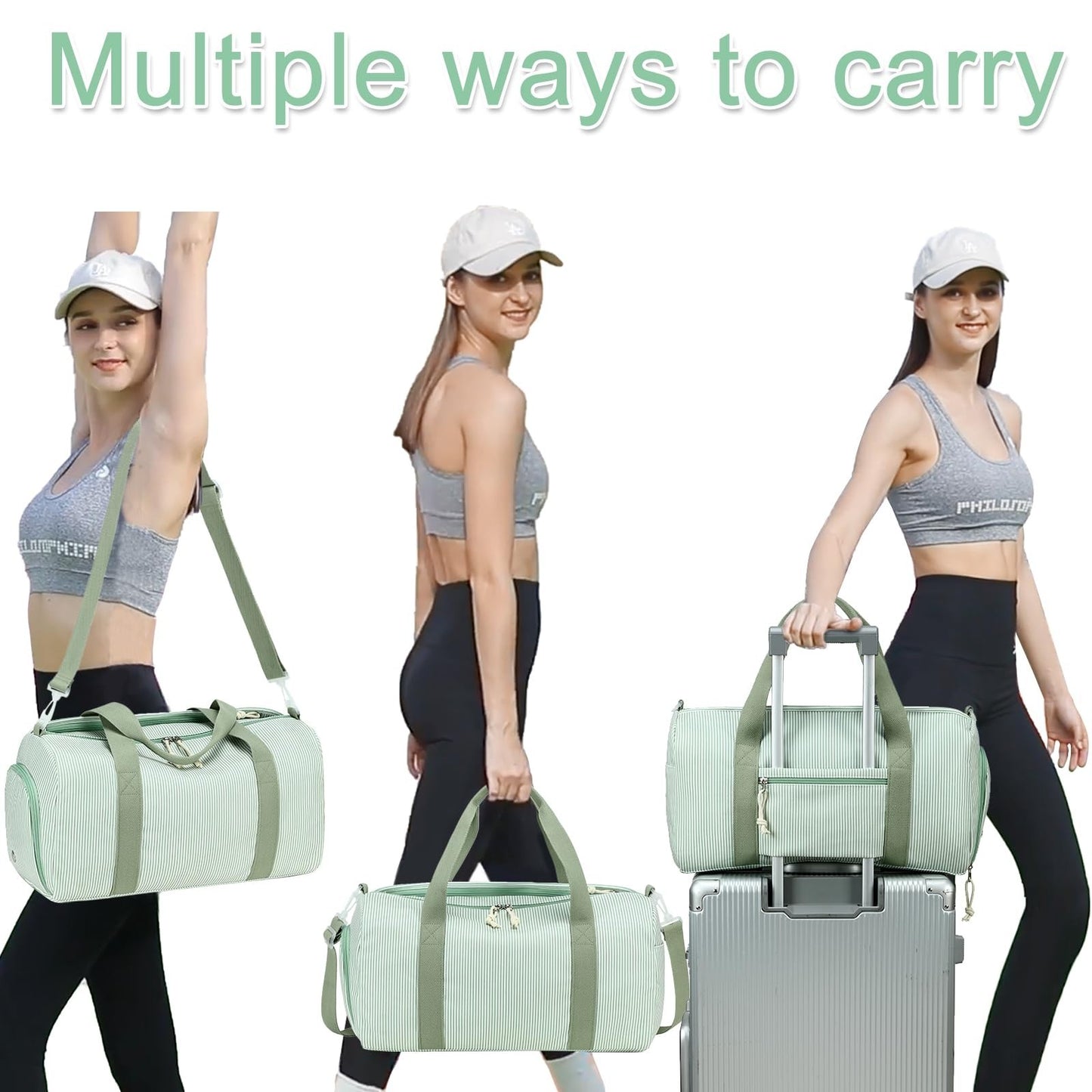 Cute Gym Duffle Bag for Girls - Waterproof Sports Overnight Bag with Shoe Compar7