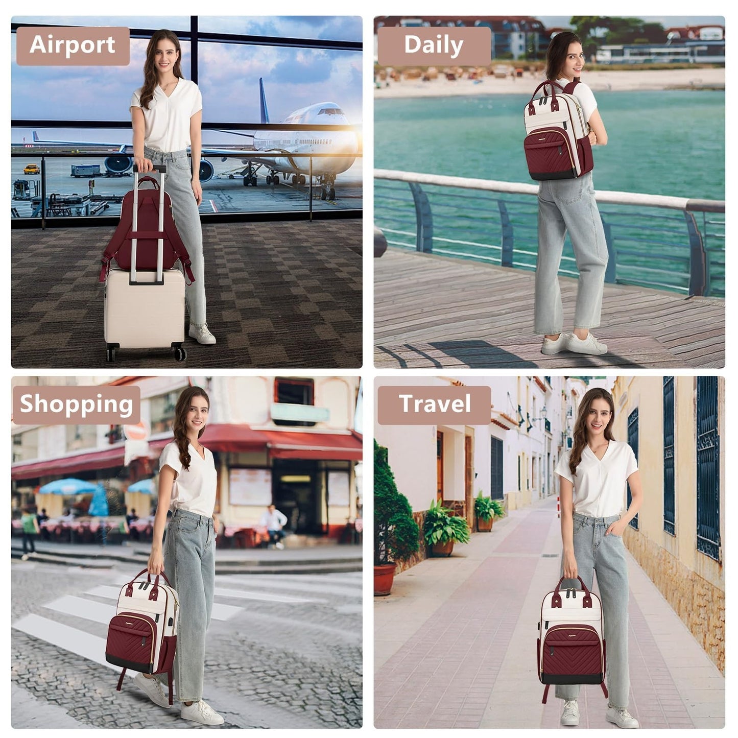 Stylish Laptop Backpack for Women 17.3" Travel Work Bag with USB Charger7