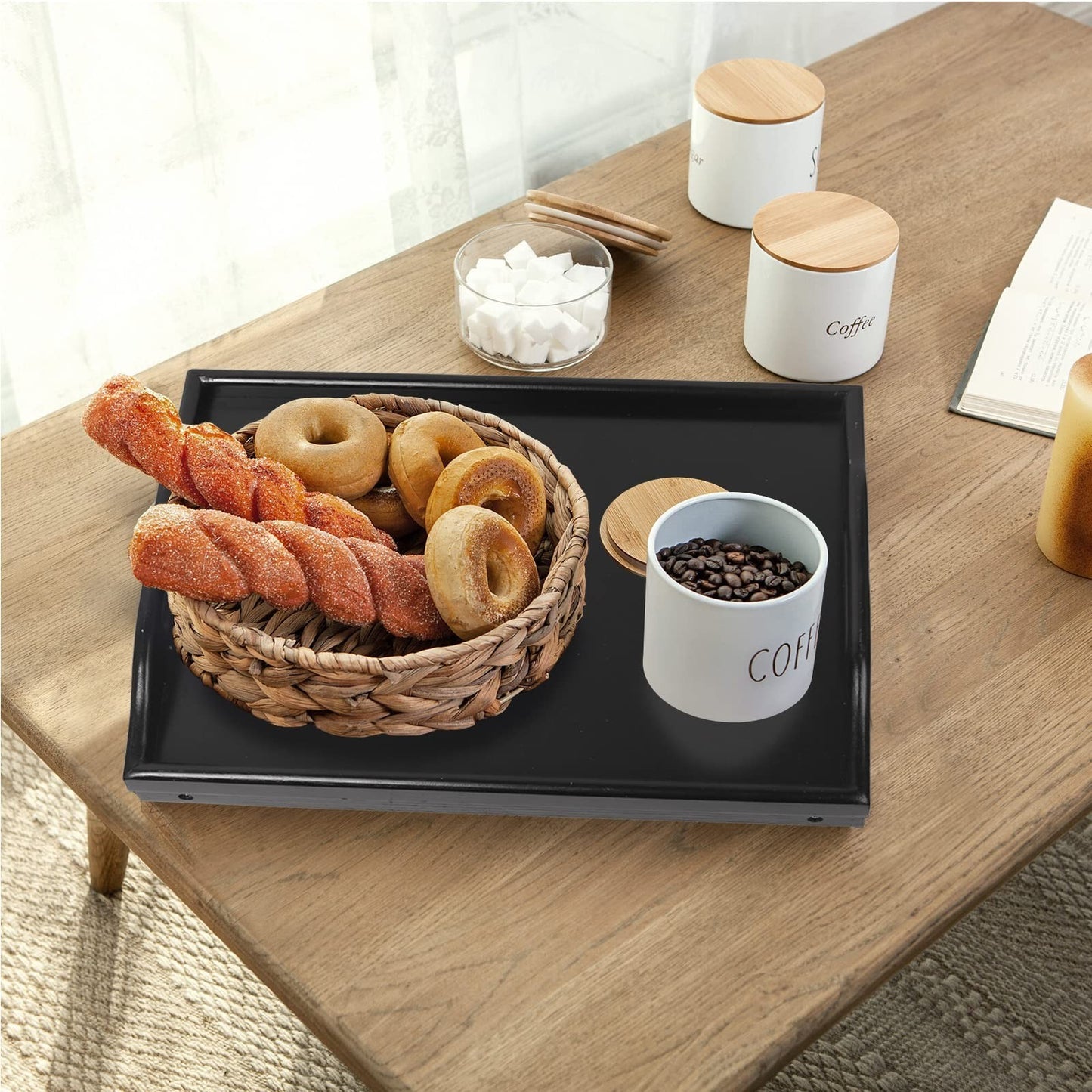 Folding Bed Tray Table with Handles - Bamboo Snack & Breakfast Serving Desk6