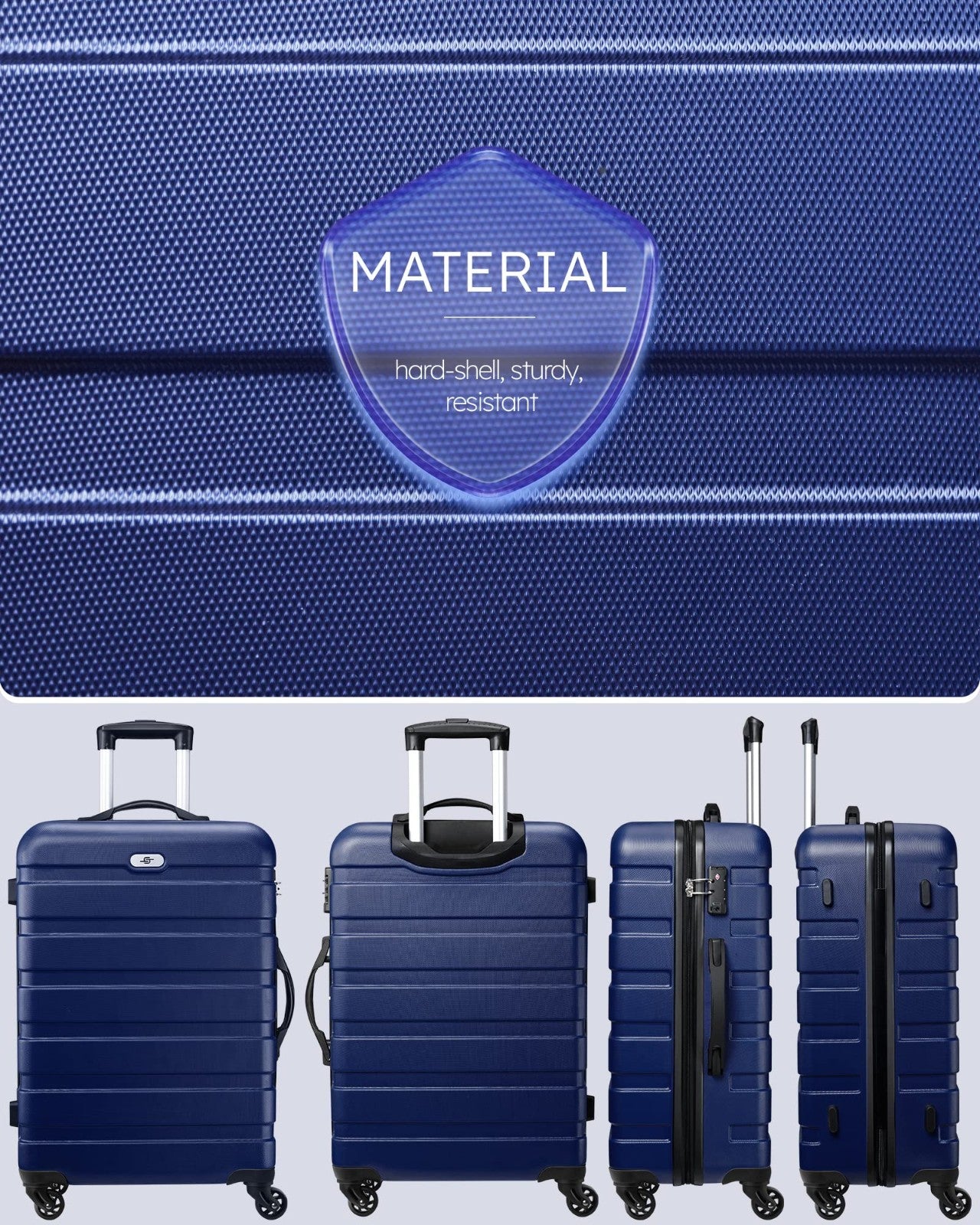 3 Piece Hard Shell Luggage Set with Spinner Wheels & TSA Lock - 20/24/28" Travel7