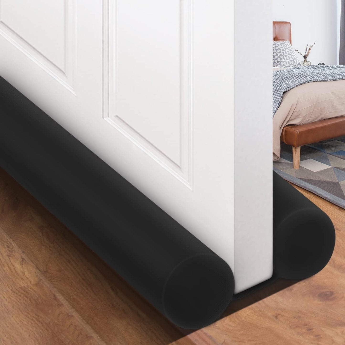 32" Door Draft Blocker Weather Stripping, Cold Air & Noise Stopper, Black Seal8