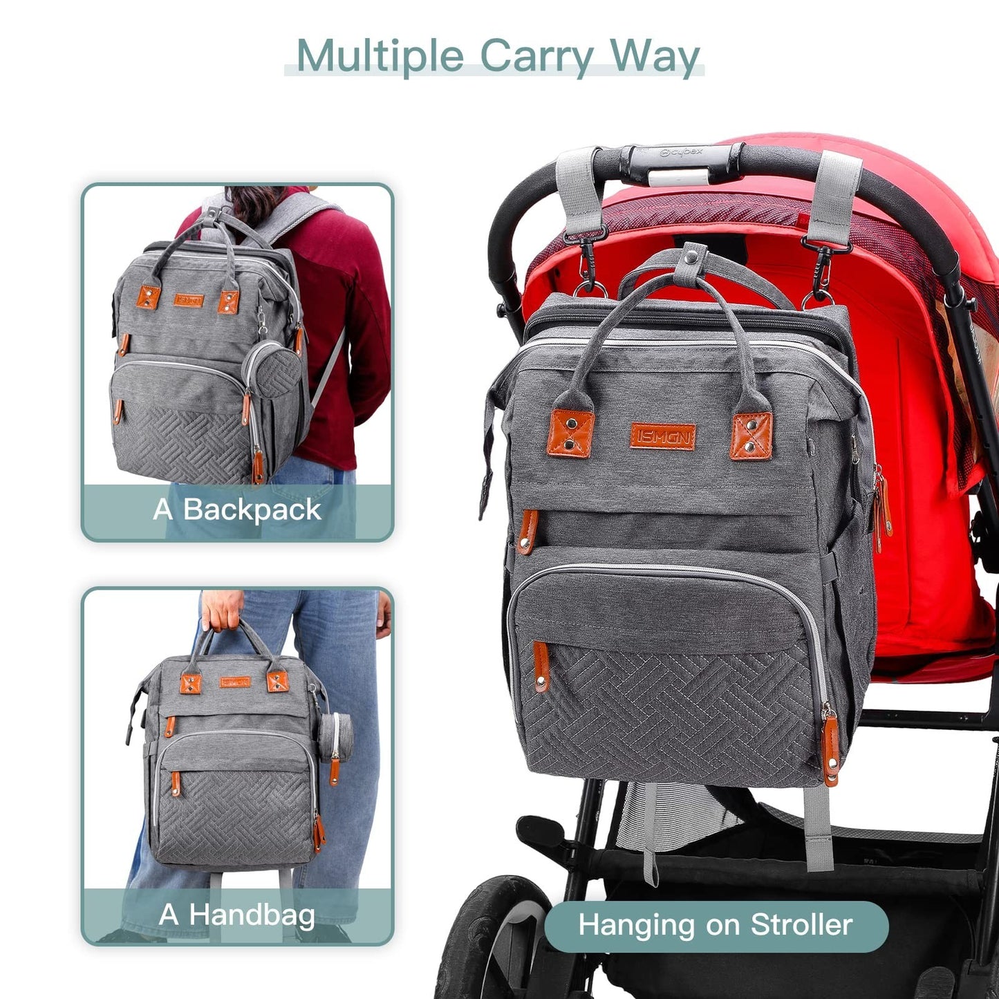 Diaper Bag Backpack with Changing Station, Baby Travel Bag for Mom Deep Grey6