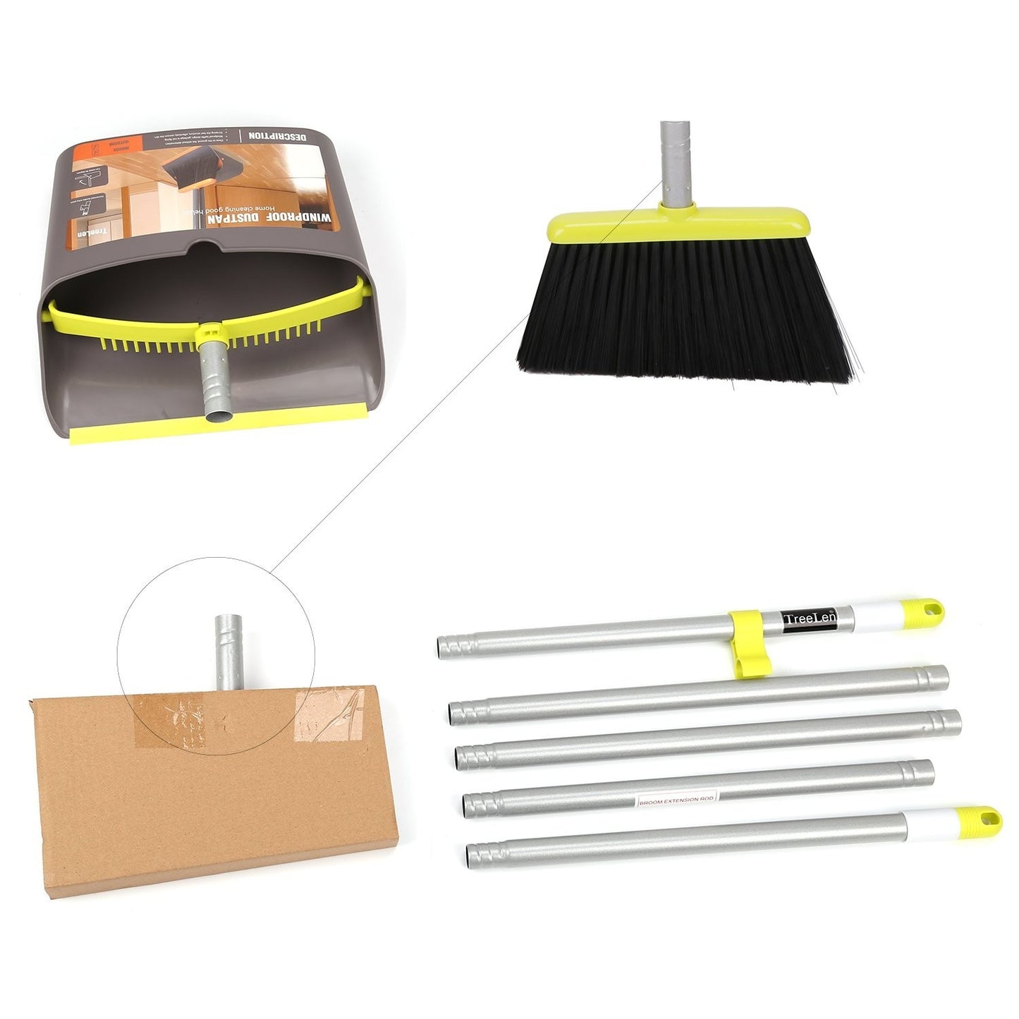 Broom and Dustpan Set with Long Handle - Upright Combo for Home & Office Cleanin6