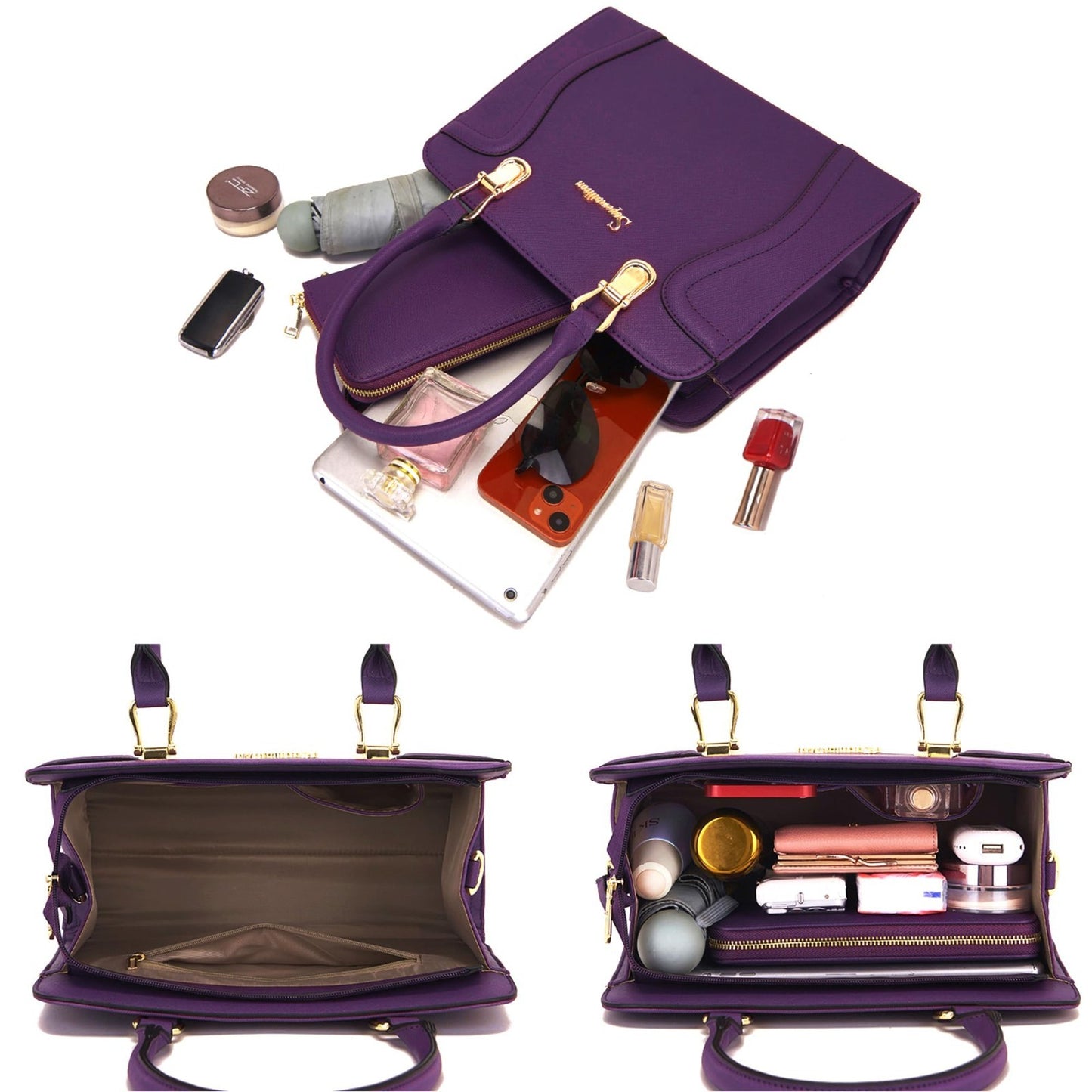 Stylish Women's 3pcs Handbag Set - Shoulder Bag, Satchel & Wallet - Fashion Purs5