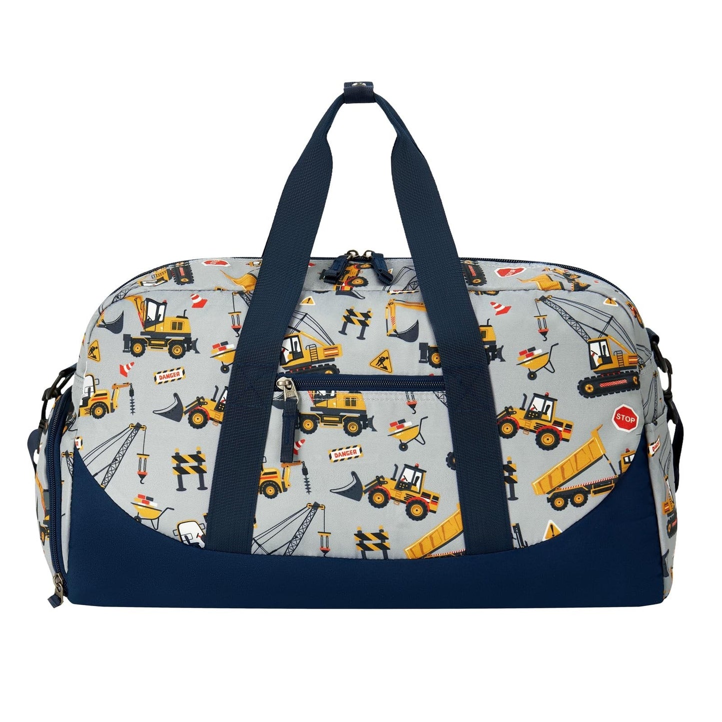Kids Construction Duffle Bag - Large Overnight Travel Bag with Shoe Compartment,5