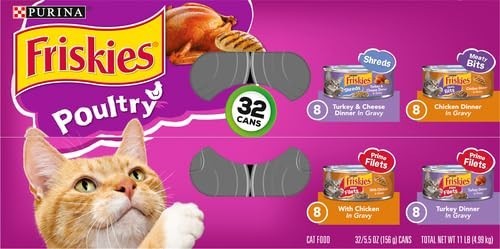 Variety Pack Wet Cat Food Poultry Shreds, Meaty Bits & Prime Filets 64 Cans17