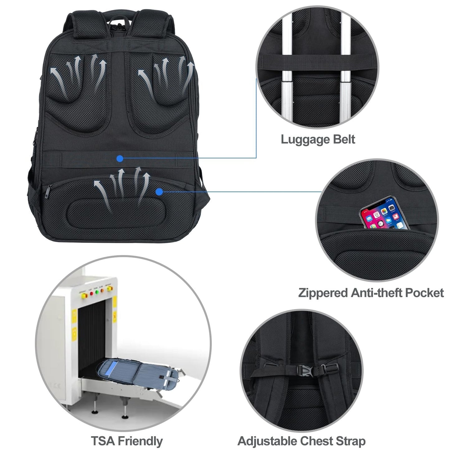 XXXL Travel Laptop Backpack 18.4 Inch, Waterproof Computer Bag for Men & Women5