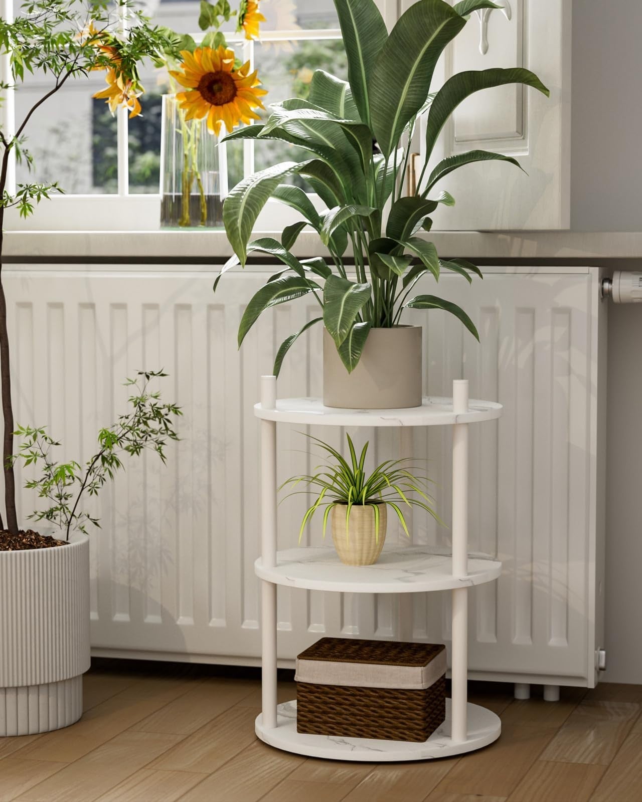 Set of 2 Small Round End Tables - 3 Tier Accent Nightstands for Bedroom, Living6