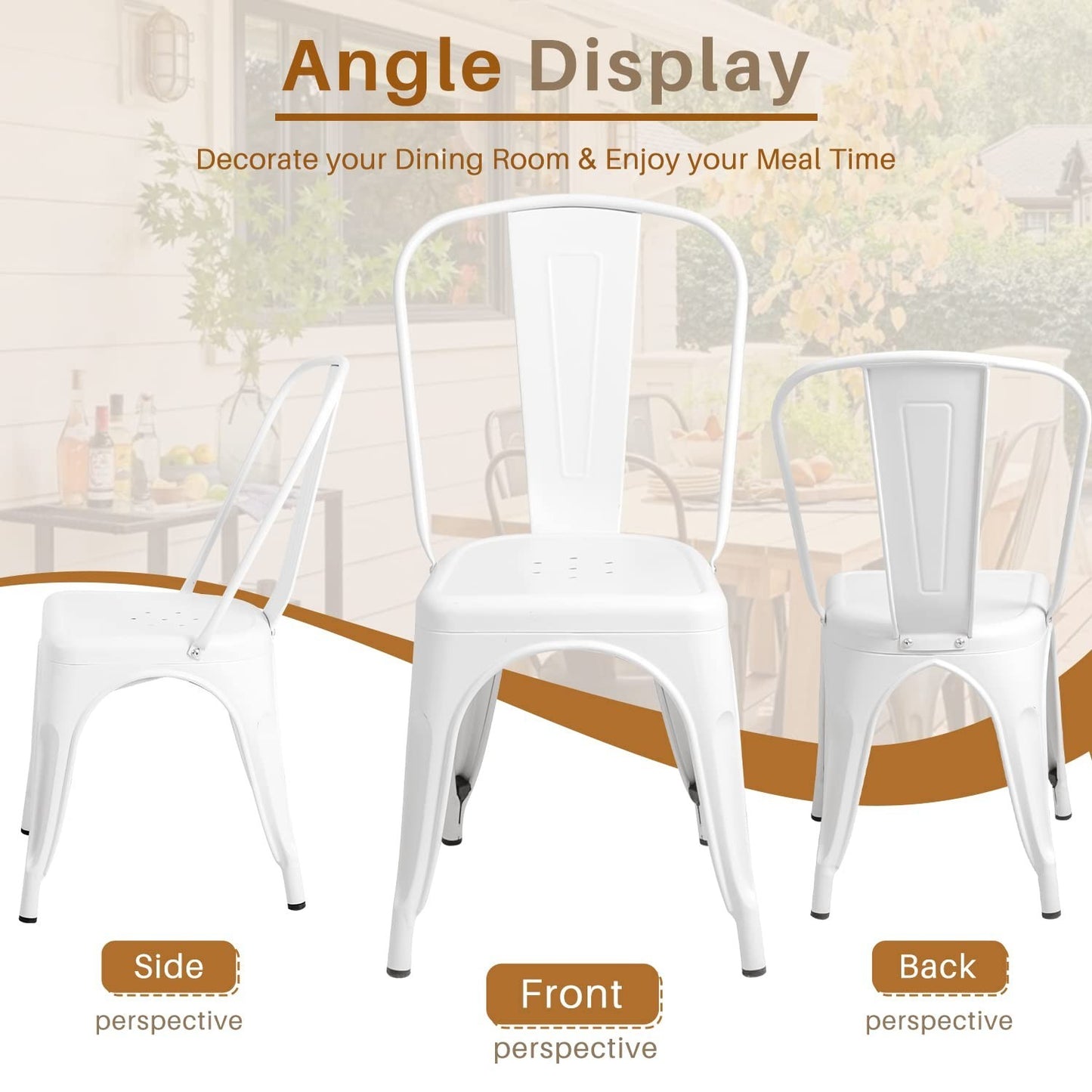 Stackable Metal Dining Chairs Set of 4 Chic Bistro Cafe Side Chairs for Indoor4