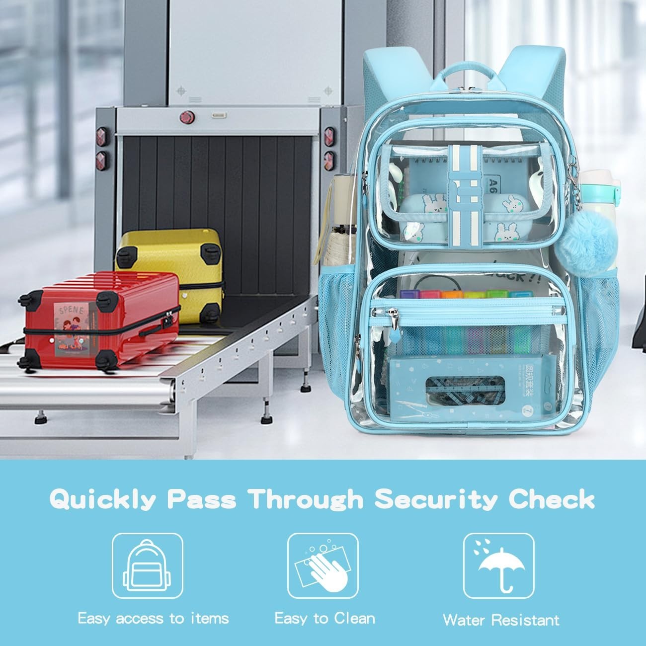 Heavy Duty Clear Backpack for Kids, School Girls Ages 6 10, 16in TPU Book Bag8