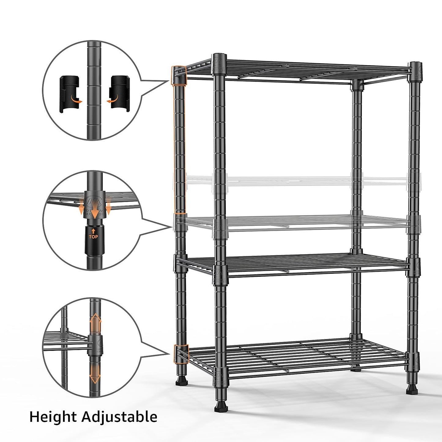 450 lbs Steel Storage Shelving Unit 3 Tier Utility Wire Rack for Home, Kitchen8