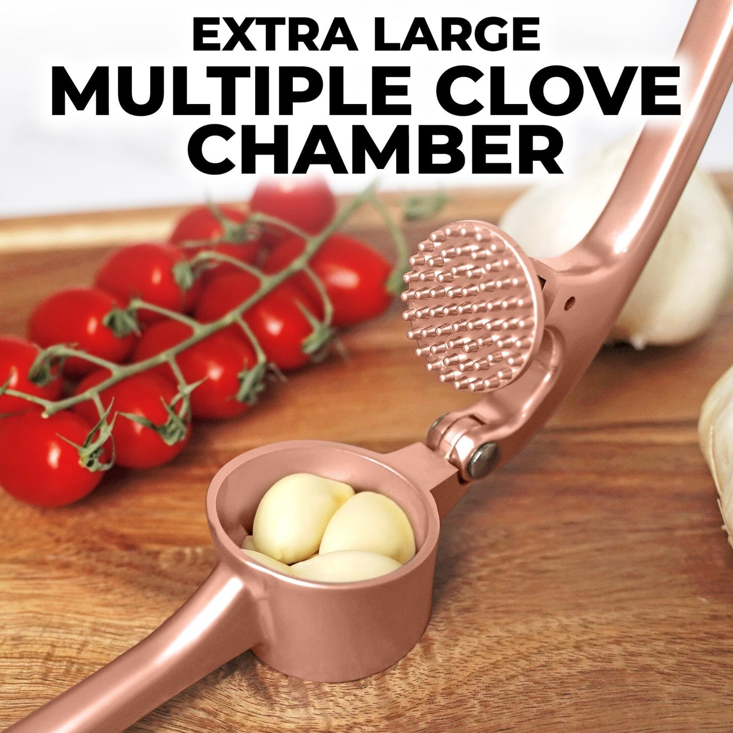 Premium Garlic Press Set Rust Proof Mincer Tool, Easy Squeeze, Silicone Peeler6