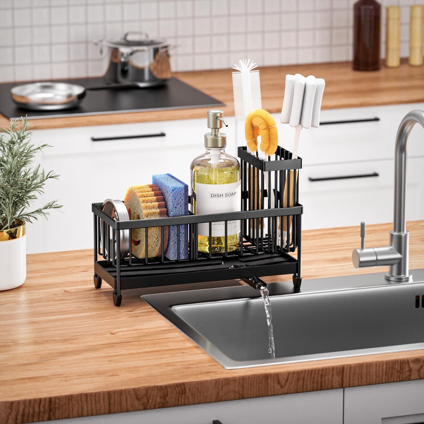 Kitchen Sink Organizer Caddy, Rustproof 304 Stainless Steel Sponge Holder, Count5