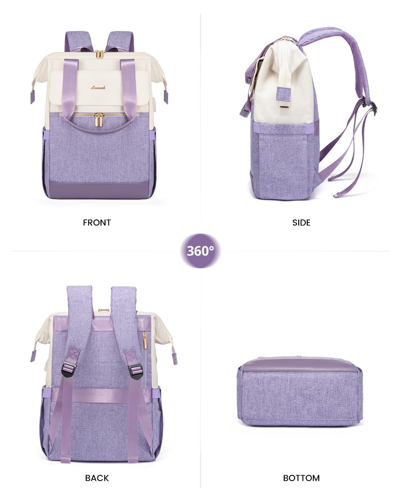 Stylish 15.6" Laptop Backpack for Women, USB Port, Waterproof Travel Bag, 2PCS8