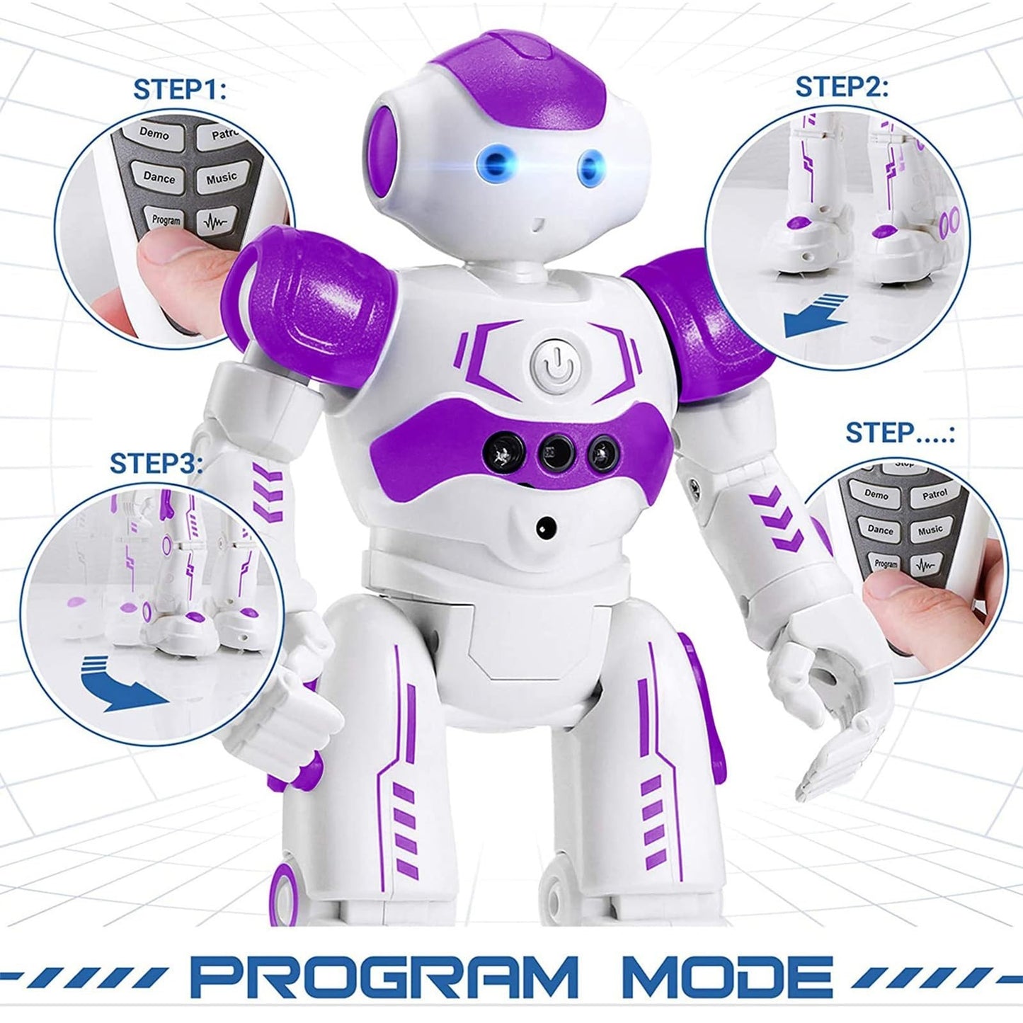 Programmable RC Robot Toy for Kids Gesture Control Smart Robot, Ages 3 8, Purp6