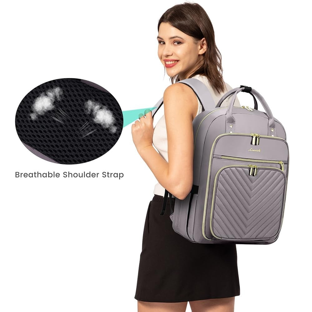 Stylish Water Resistant Laptop Backpack for Women Travel Work Bag with USB Por8