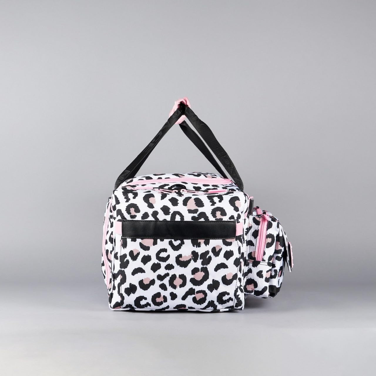 Ultimate 40L Gym Travel Duffle Bag with Rigid Frame Leopard Pink Zip Design11