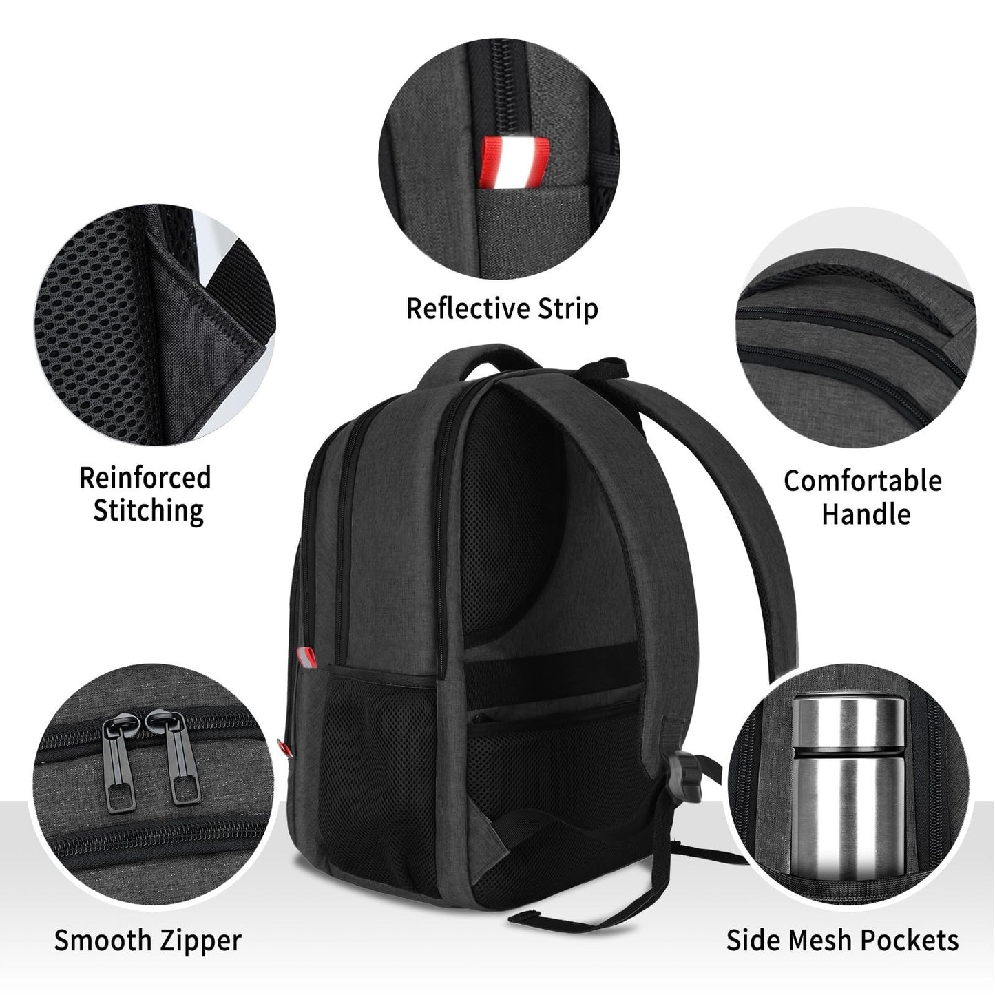 Travel Laptop Backpack for Men, Water Resistant School Bookbag, Fits 15.6" Lapto6