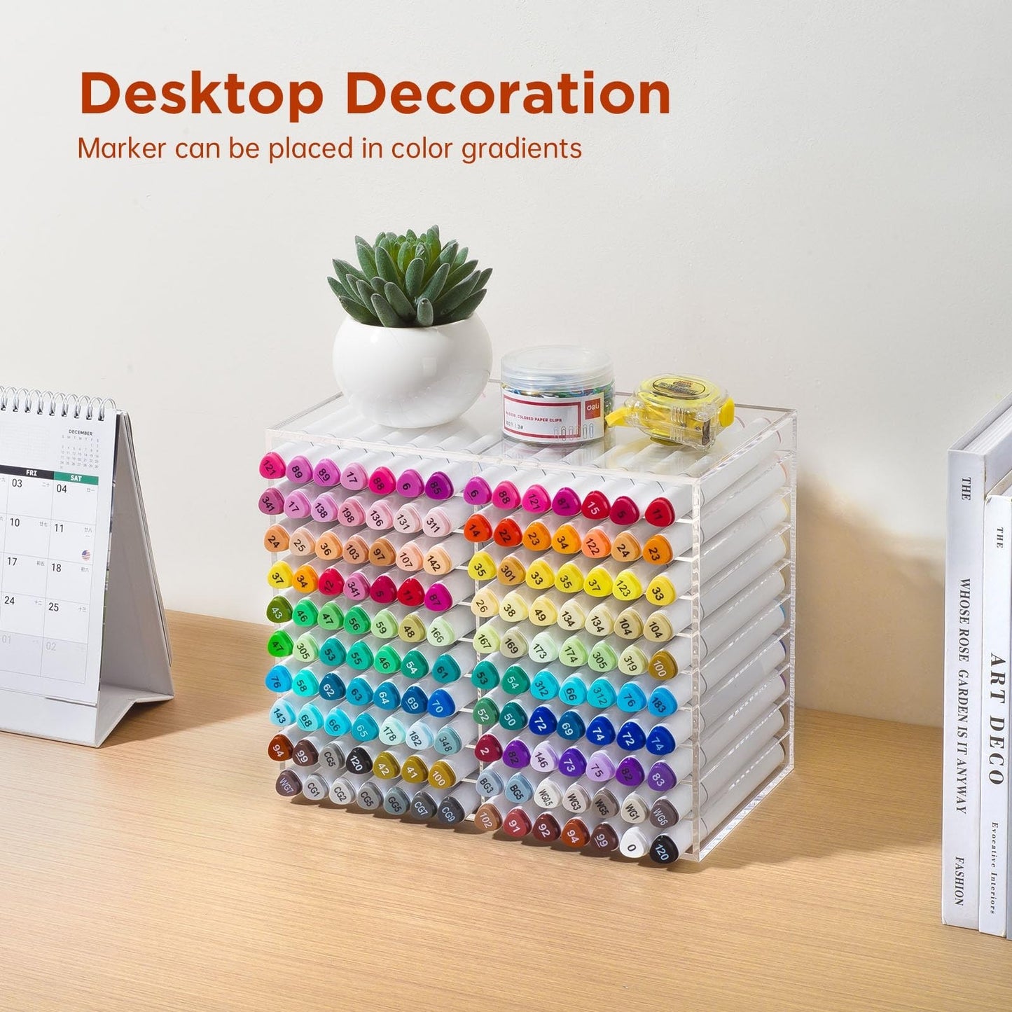 Horizontal Marker Organizer for 140 Markers - Acrylic Desktop Storage Rack for A6