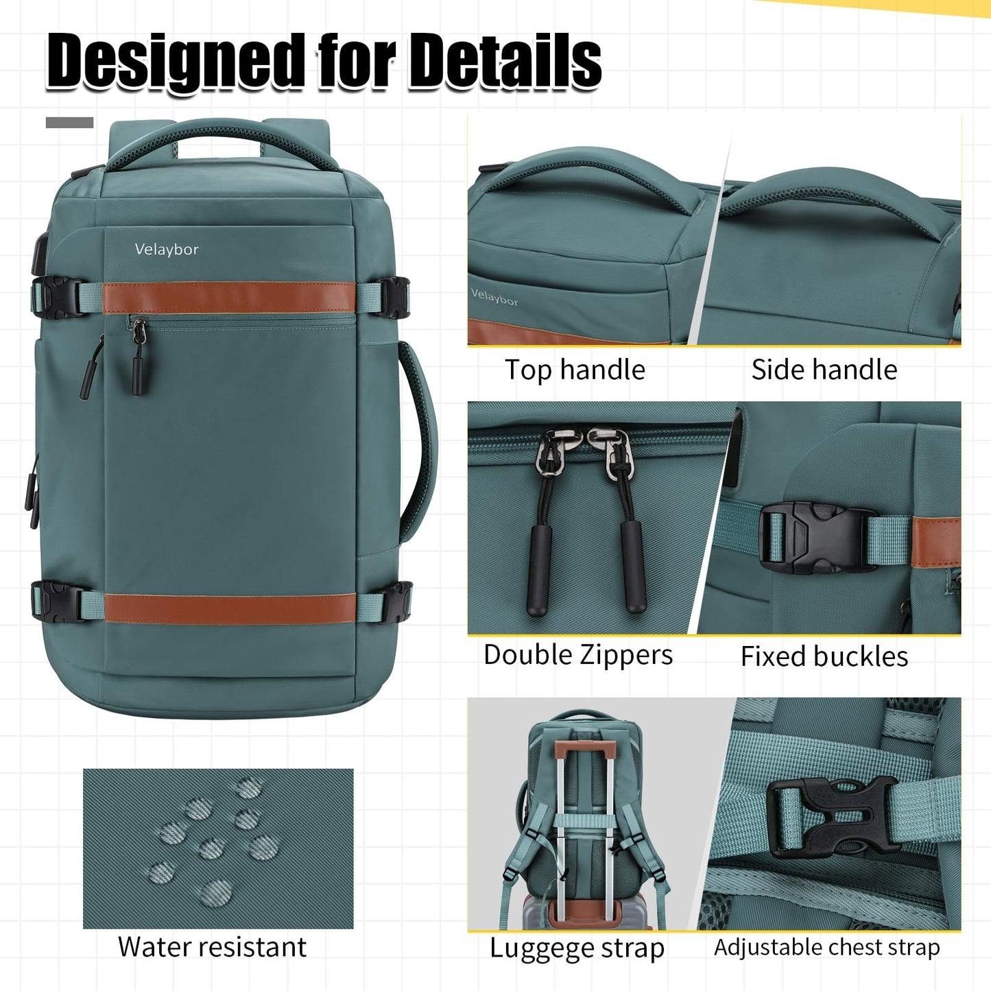 42L Travel Backpack with 4 Packing Cubes, TSA Approved, Water-Resistant, Fits 175