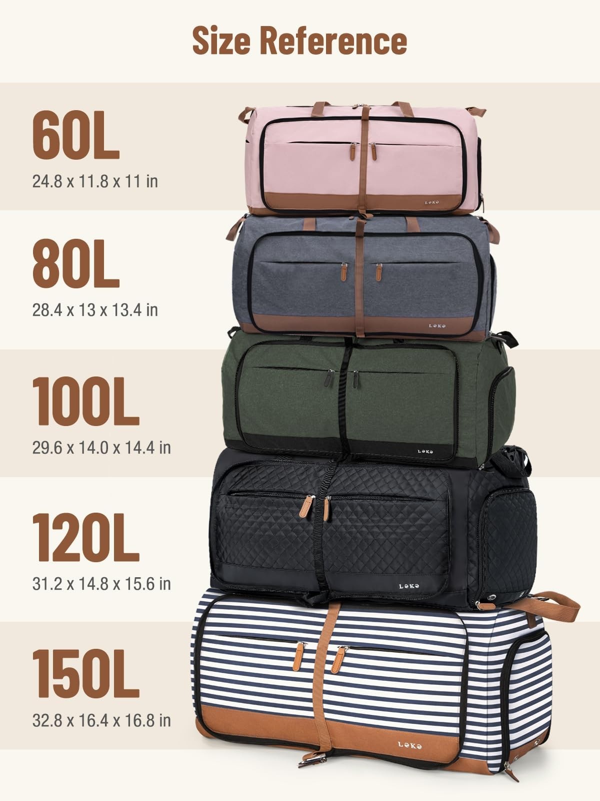 Large Foldable Travel Duffle Bag with Shoe Compartment, Weekend Carry-On, 80L, P5