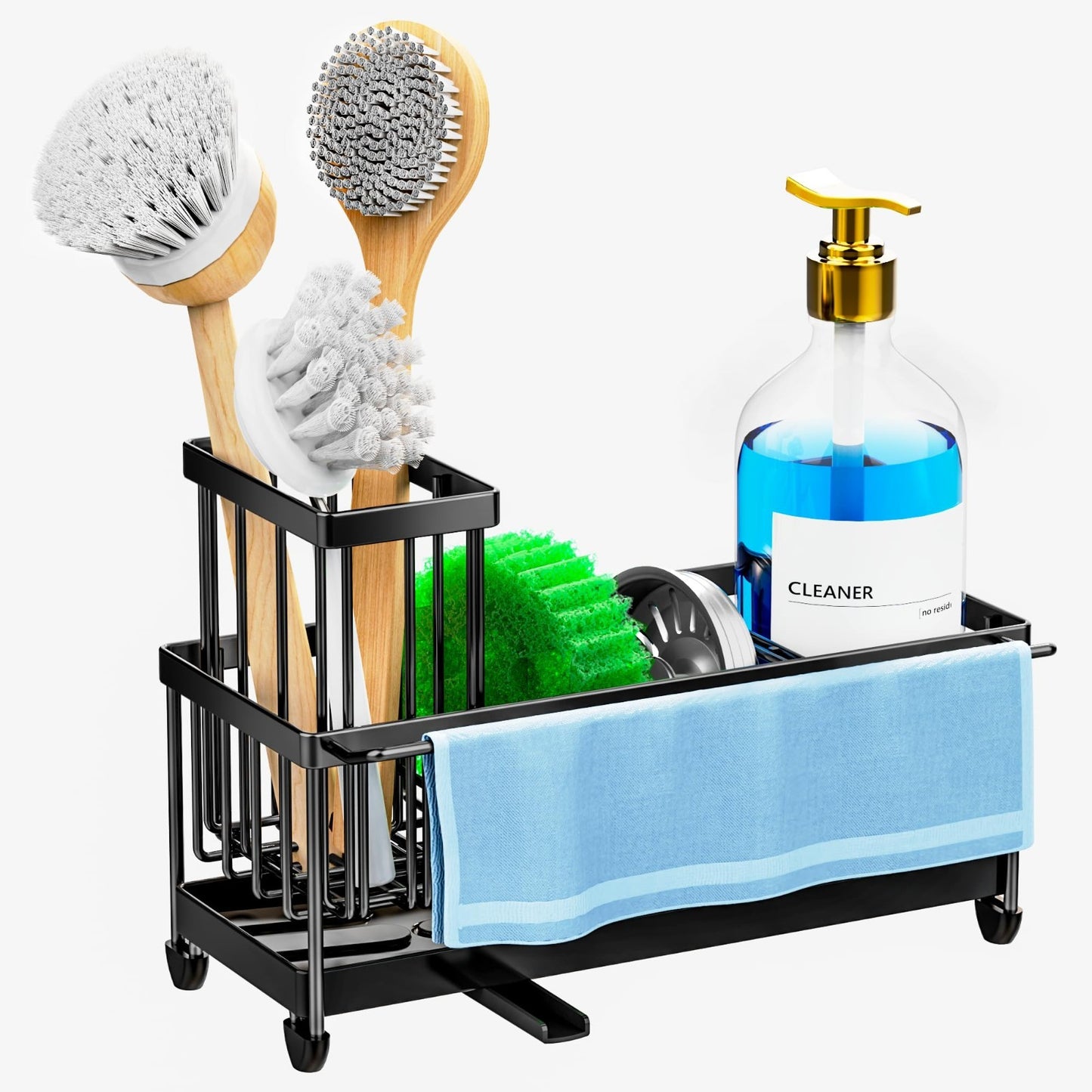 Kitchen Sink Sponge Holder Caddy Organizer, Rustproof 304 Stainless Steel, Towel7
