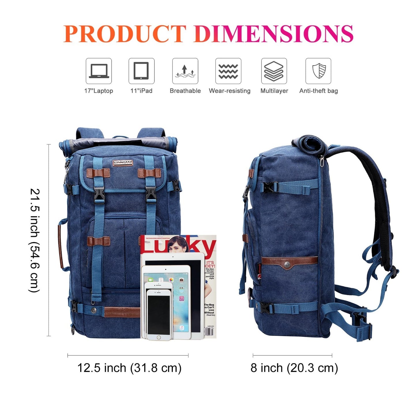 Vintage Canvas Travel Backpack for Men, Stylish Laptop Bag, Durable & Spacious6