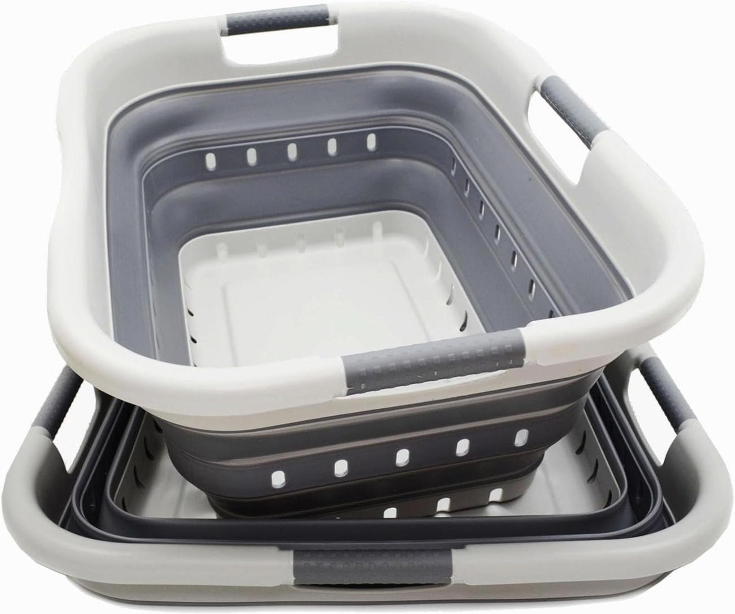 41L Collapsible Laundry Baskets 2-Pack Grey/Dark Grey Foldable Hamper
