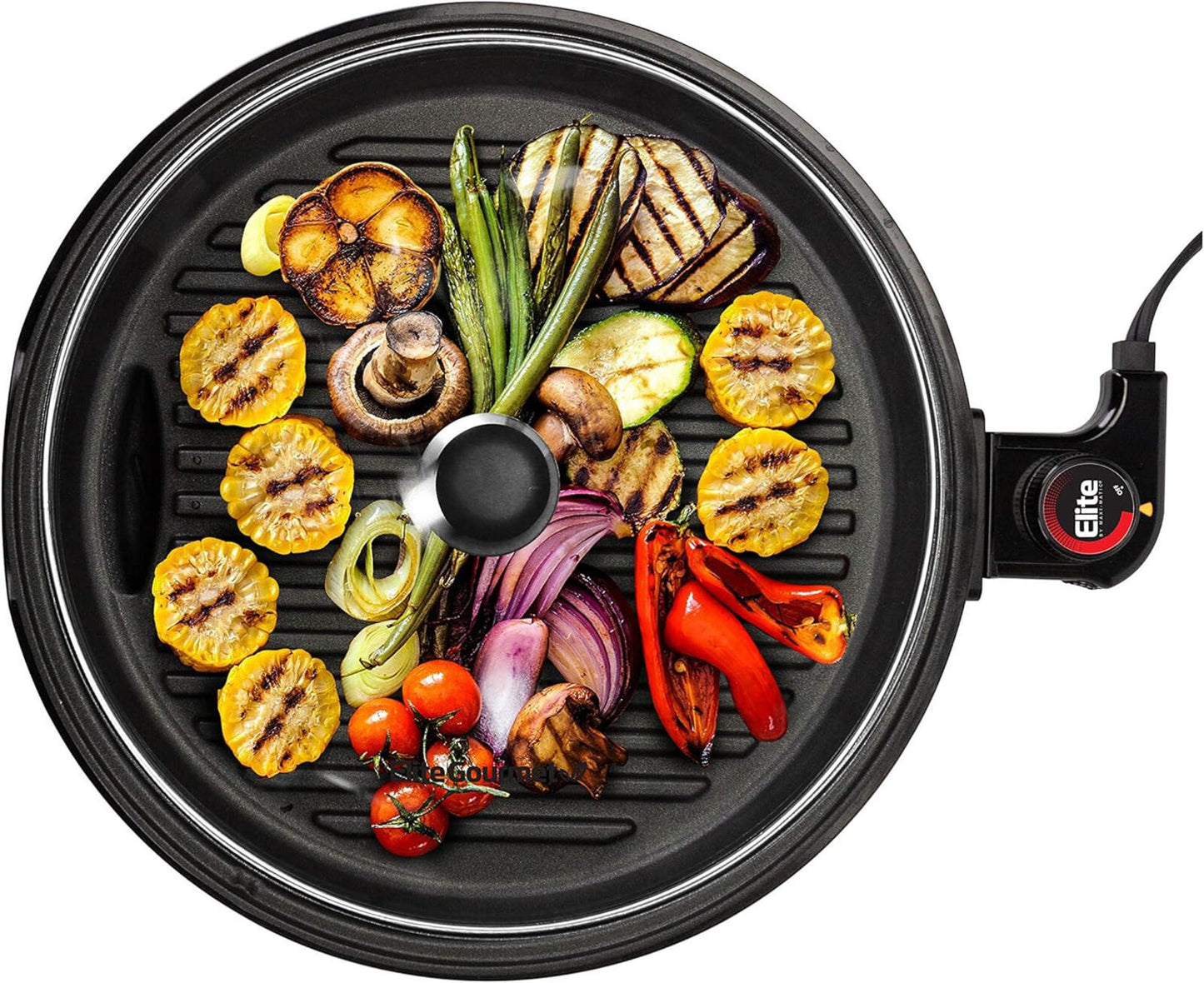 EMG6505G 12" Smokeless Indoor Electric BBQ Grill w/ Glass Lid Nonstick