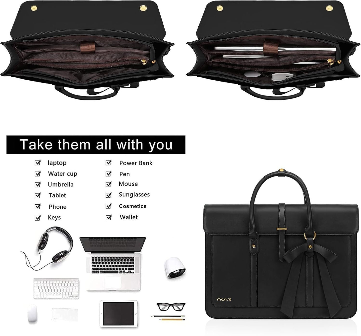 Women's PU Leather Laptop Bag Convertible Backpack Bowknot