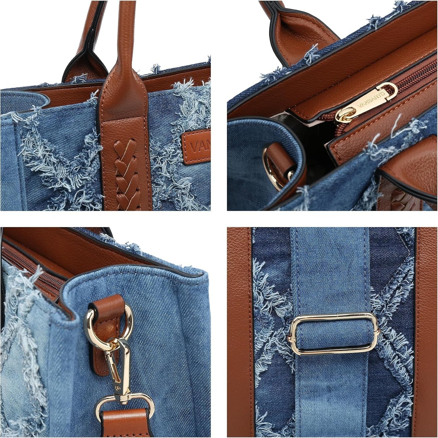 Women's Tote Bag Satchel Boho Shoulder Purse with Wristlet