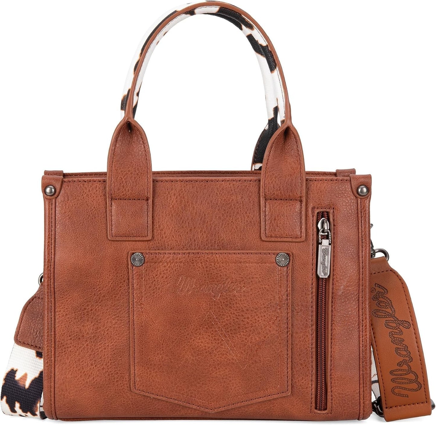 Women’s Cow Print Tote Bag Purse with Signature Strap