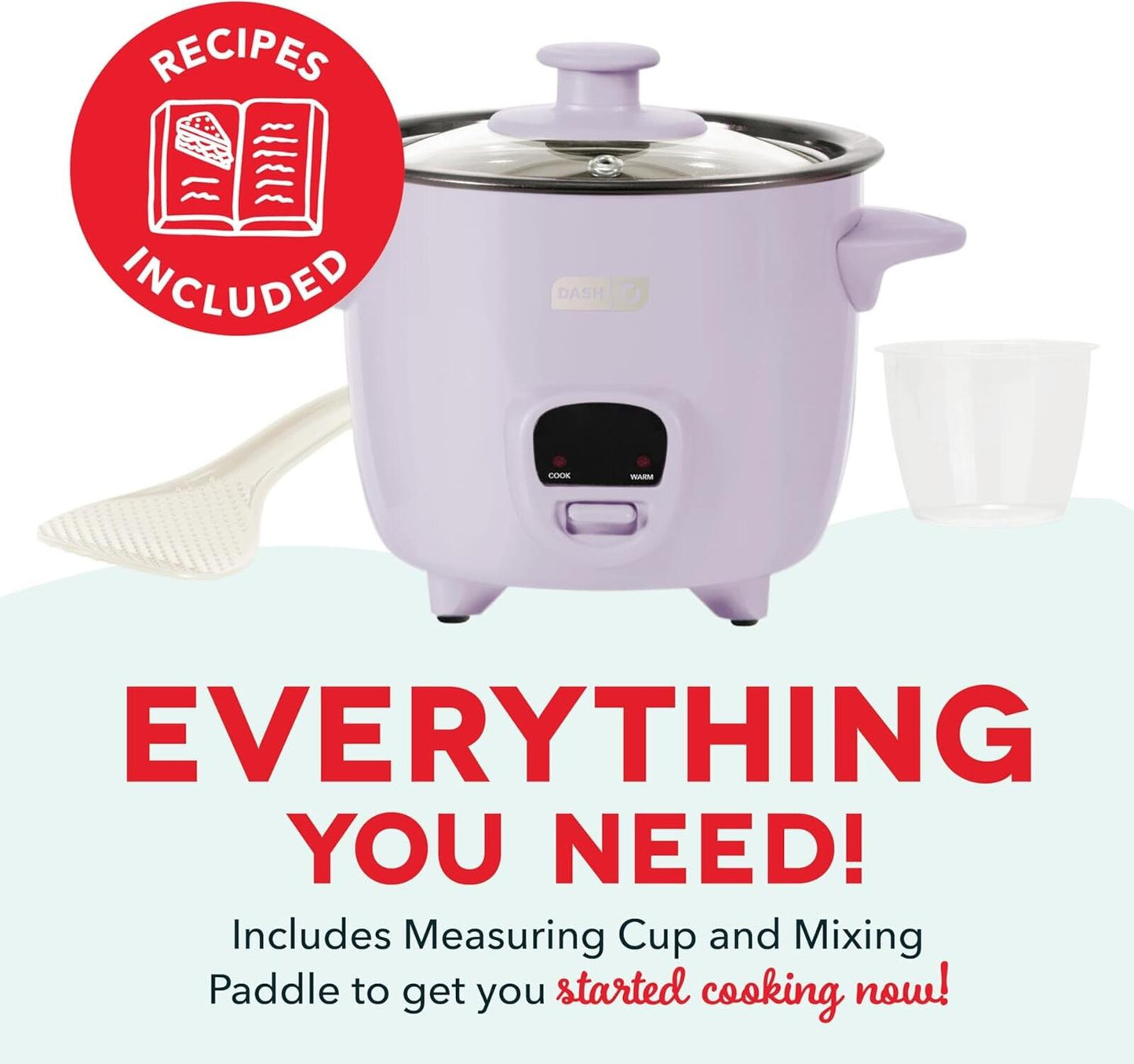 Mini Rice Cooker 2 Cup Steamer Nonstick Pot Keep Warm Function Lavender