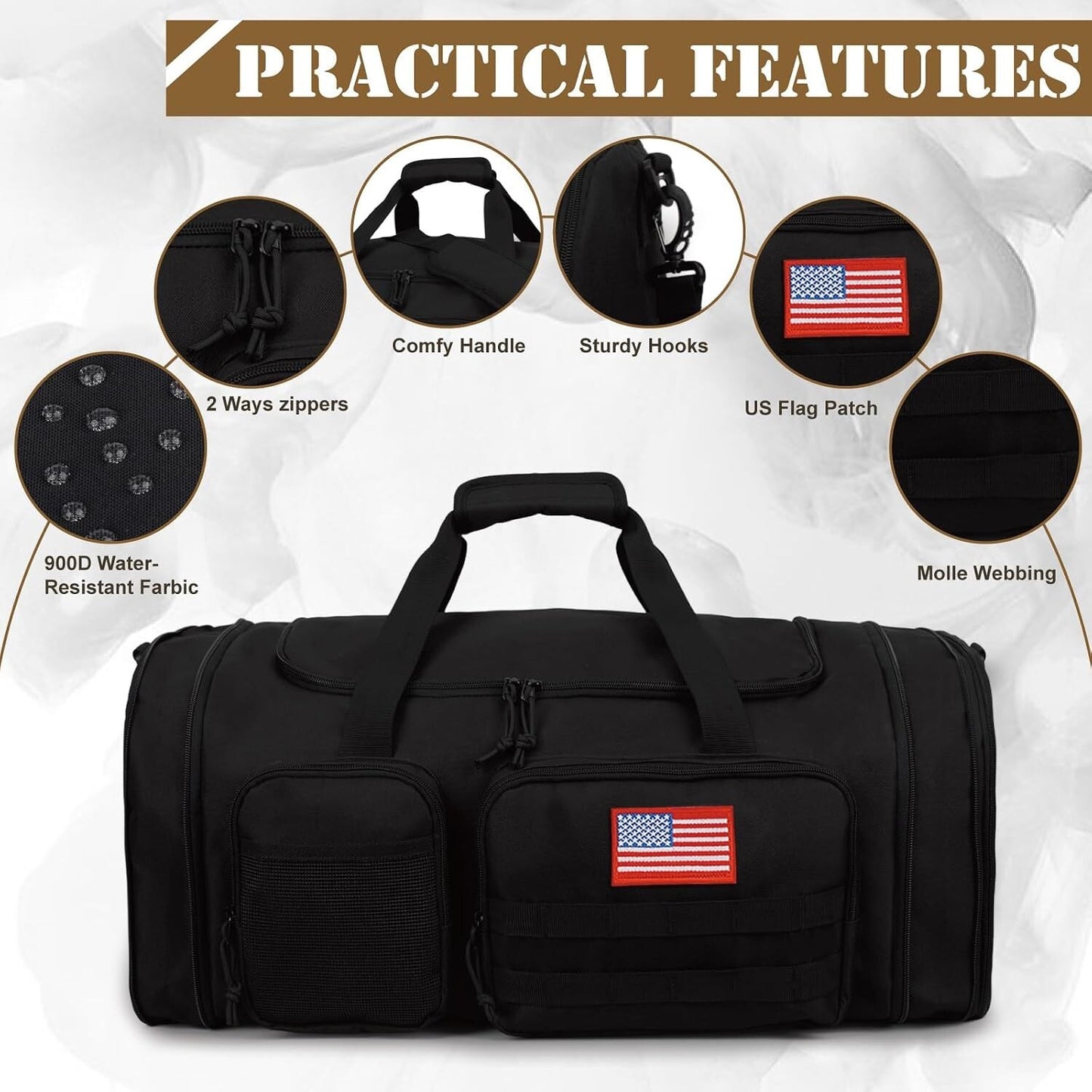 52L Tactical Expandable Travel Duffel Shoe Bag Pocket 900D