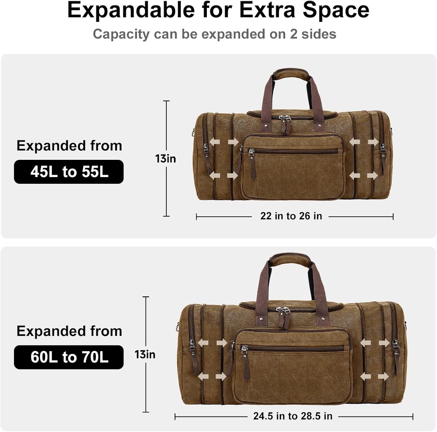 Men's Expandable Canvas Travel Duffel Bag Carry On Gym