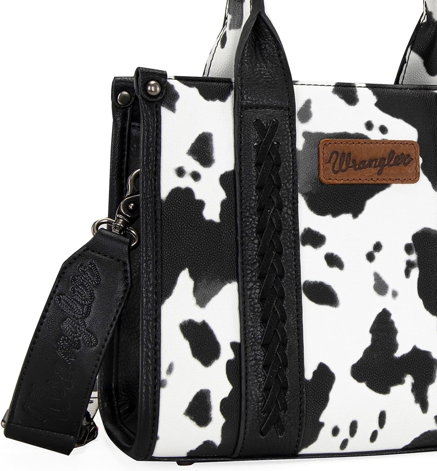 Women's Cow Print Tote Bag Purse with Signature Strap