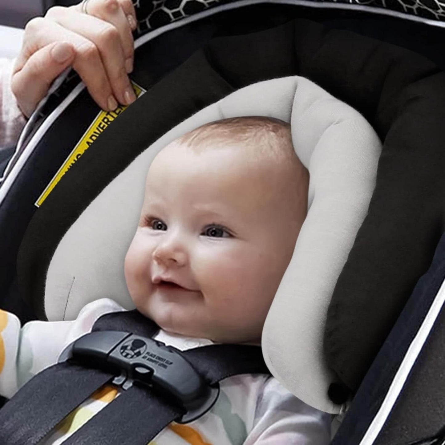 Infant Car Seat Head Support Soft 2-in-1 Insert for Newborn Stroller Gray/Black