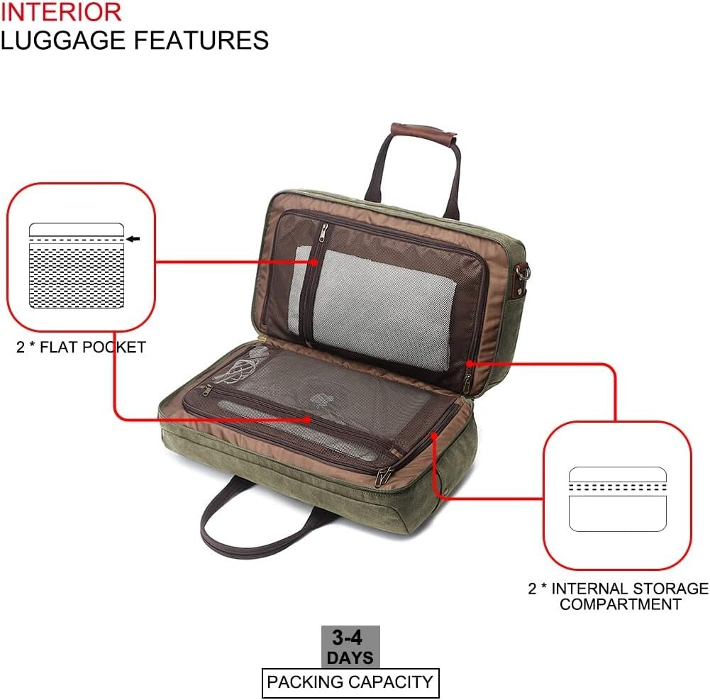 Men's Women's Waterproof Leather Bag Overnight Weekender