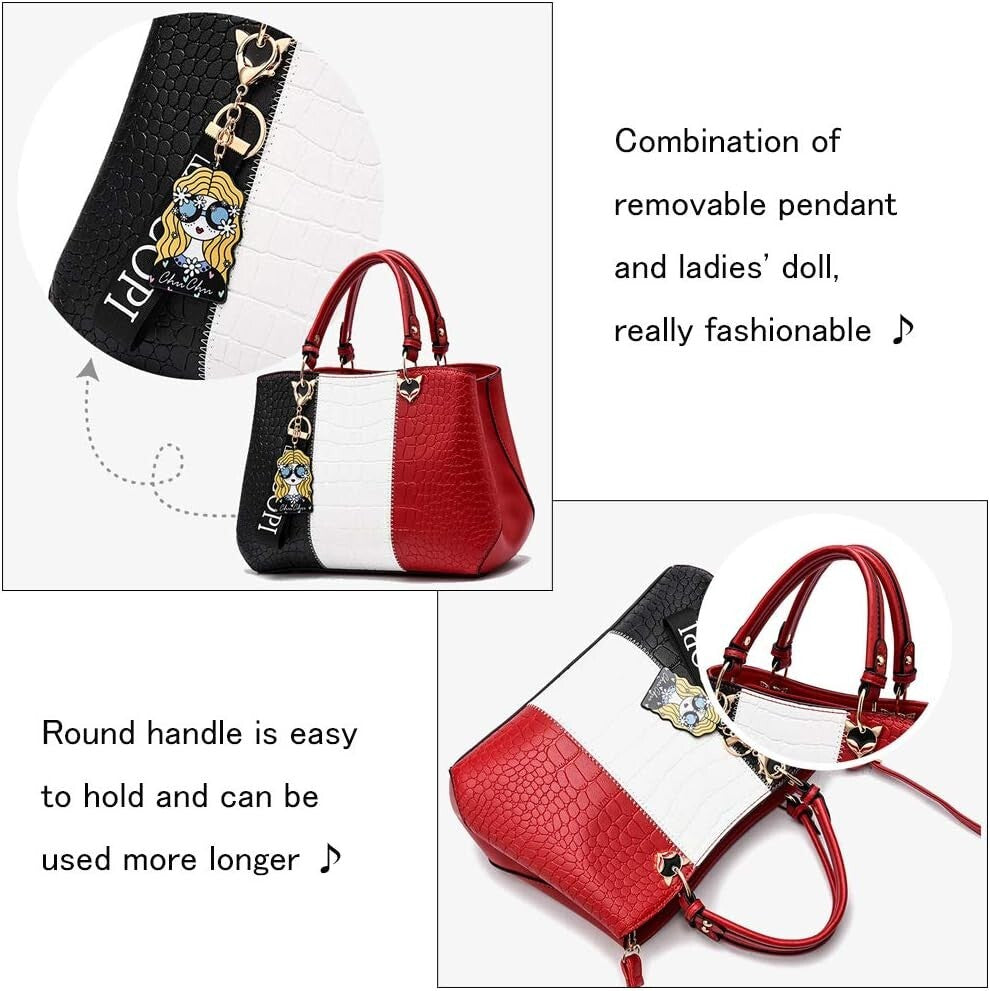 Women's PU Leather Satchel Shoulder Tote Handbag Purse