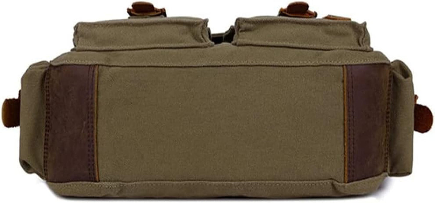 Vintage Leather Canvas Laptop Bag Messenger Bags Medium