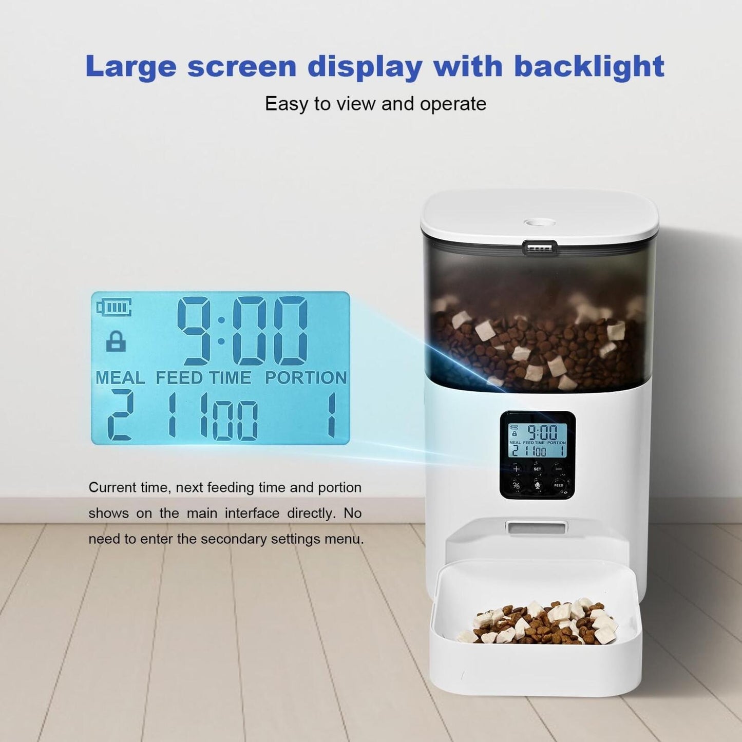 Automatic Cat Feeder, Food Dispenser with 10s Voice Recorder