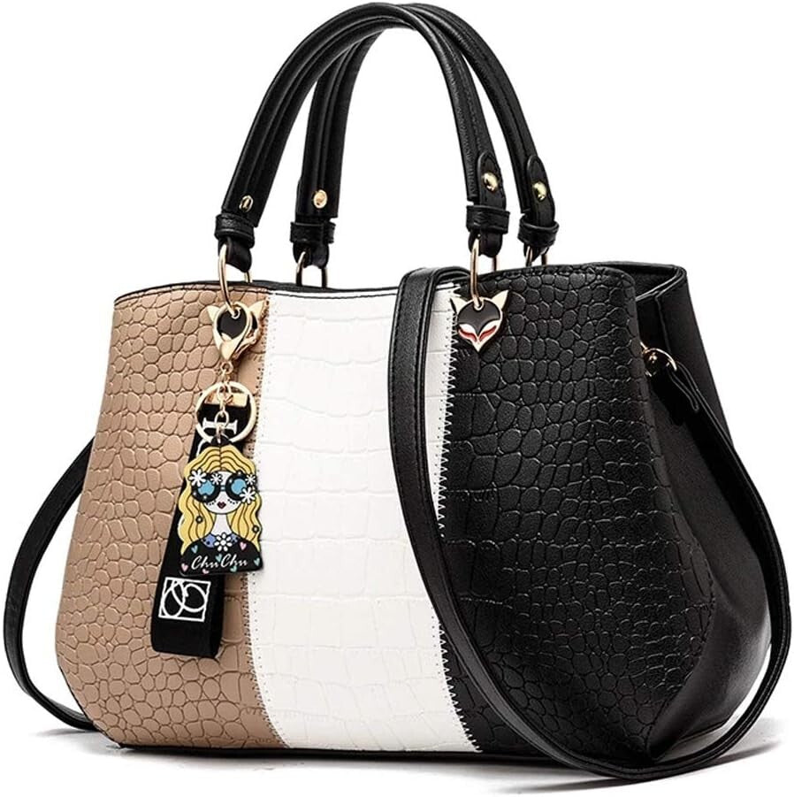 Women's PU Leather Satchel Shoulder Tote Handbag Purse