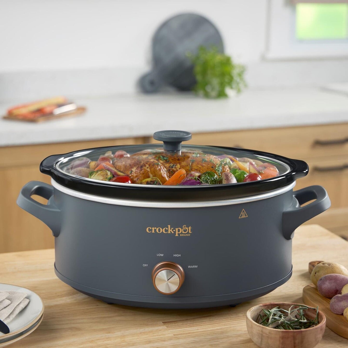 Manual 7-Quart Slow Cooker, Mussel Grey