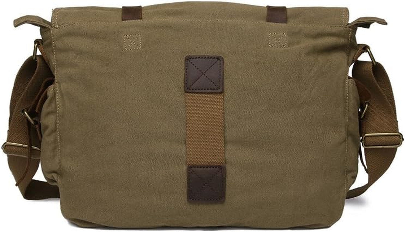Vintage Leather Canvas Laptop Bag Messenger Bags Medium