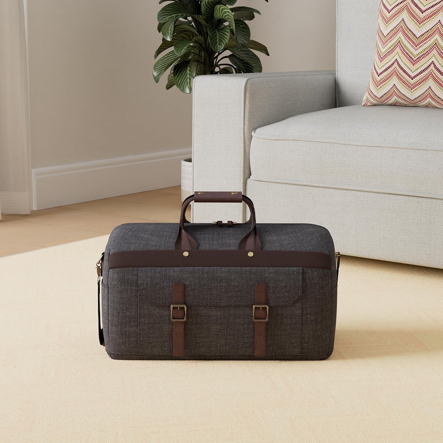 Men's Women's Waterproof Leather Bag Overnight Weekender