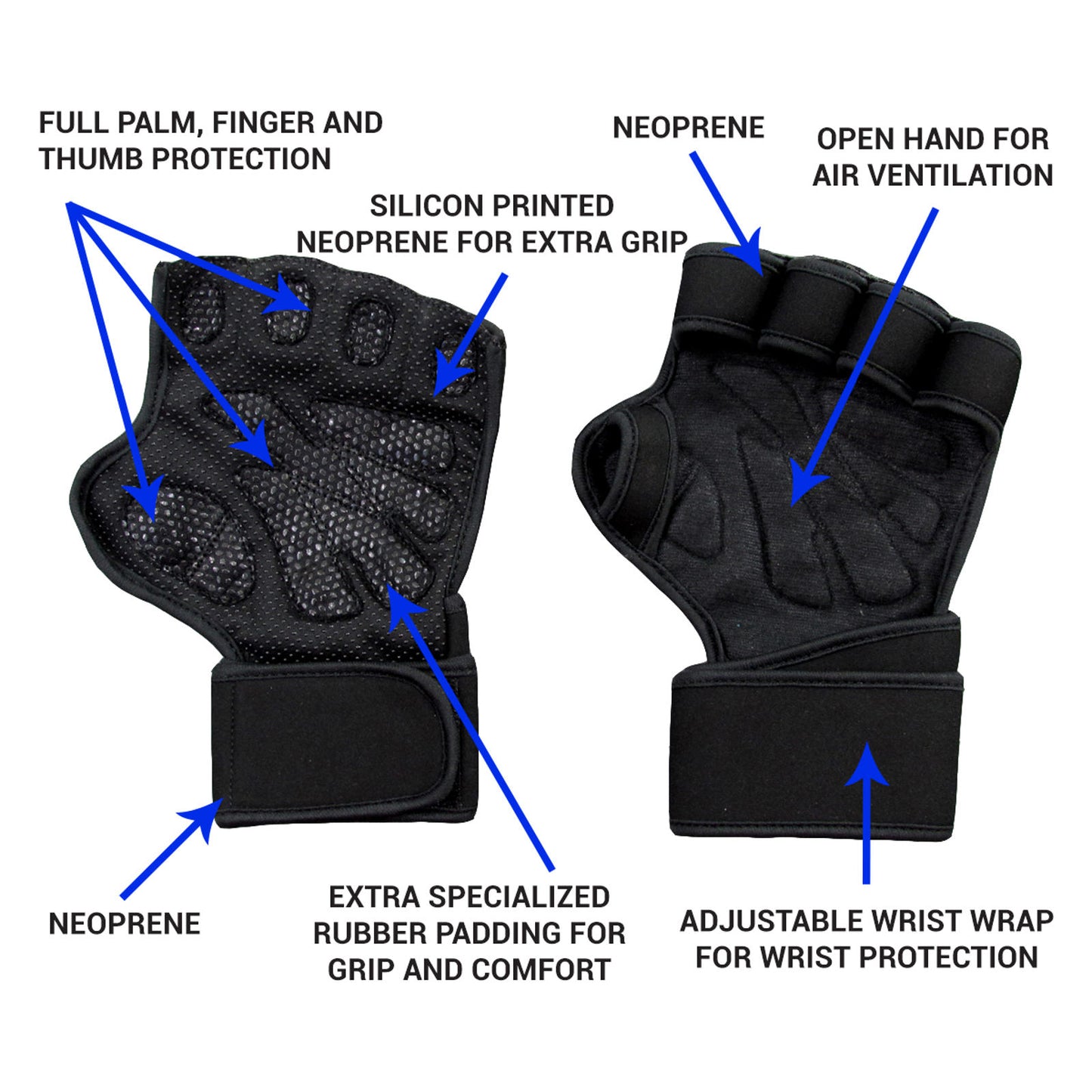 Fit Active Sports Weight Lifting Workout Gloves With Wrist Wrap For Gym Training