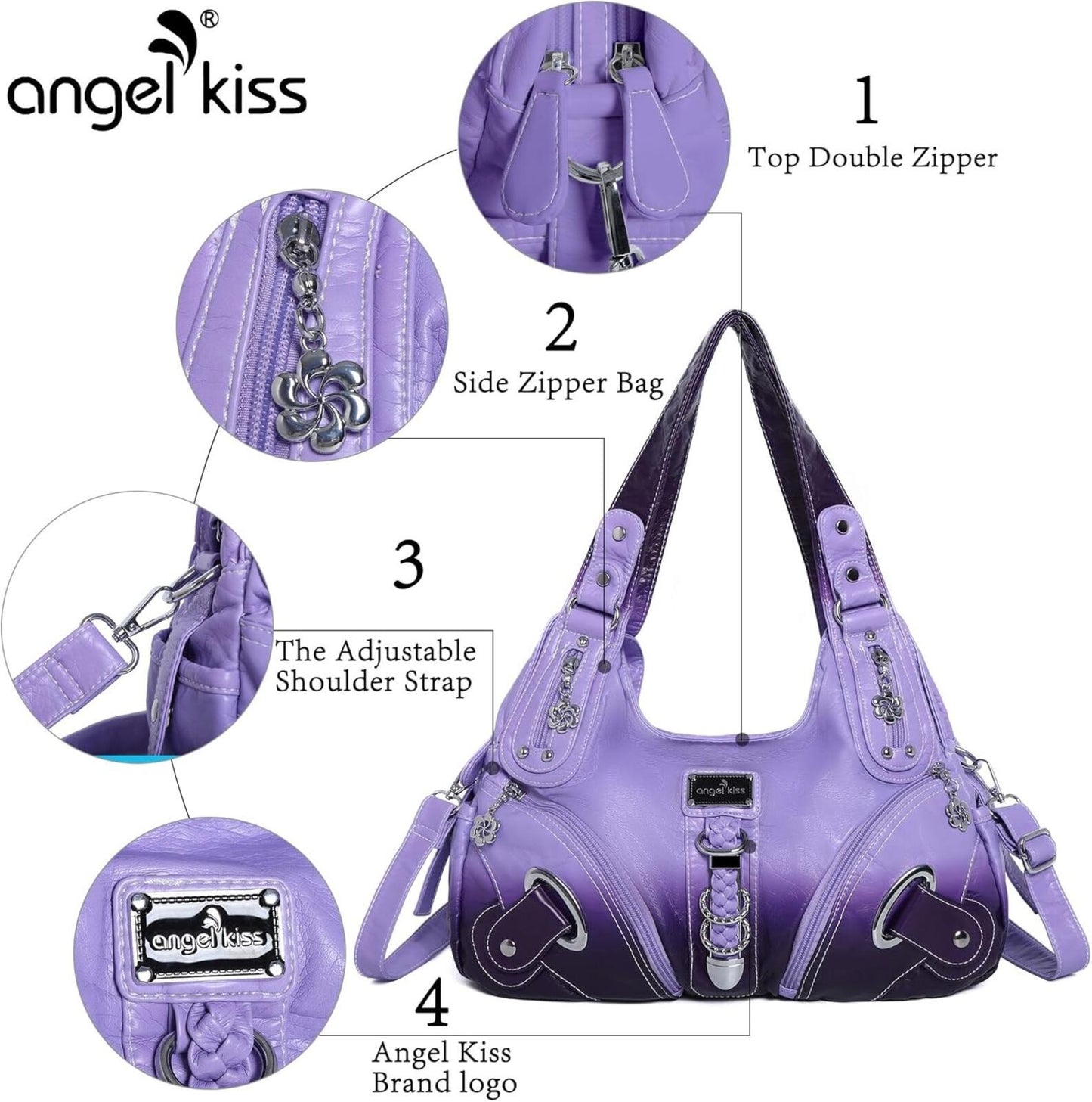Angelkiss Women’s Large Hobo Satchel Shoulder Handbag Purse