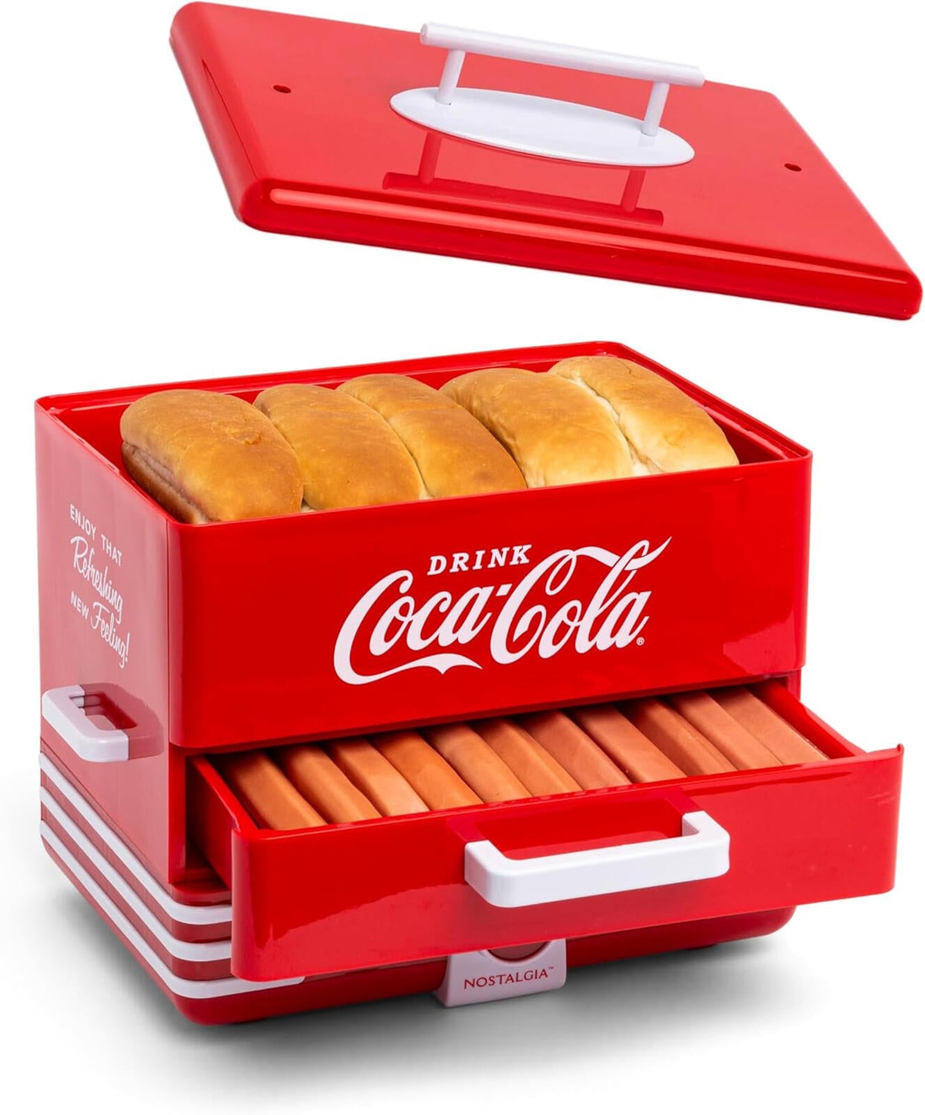 Coca-Cola XL Hot Dog Steamer 24 Dog 12 Bun Cooker Sausage Veggie Red