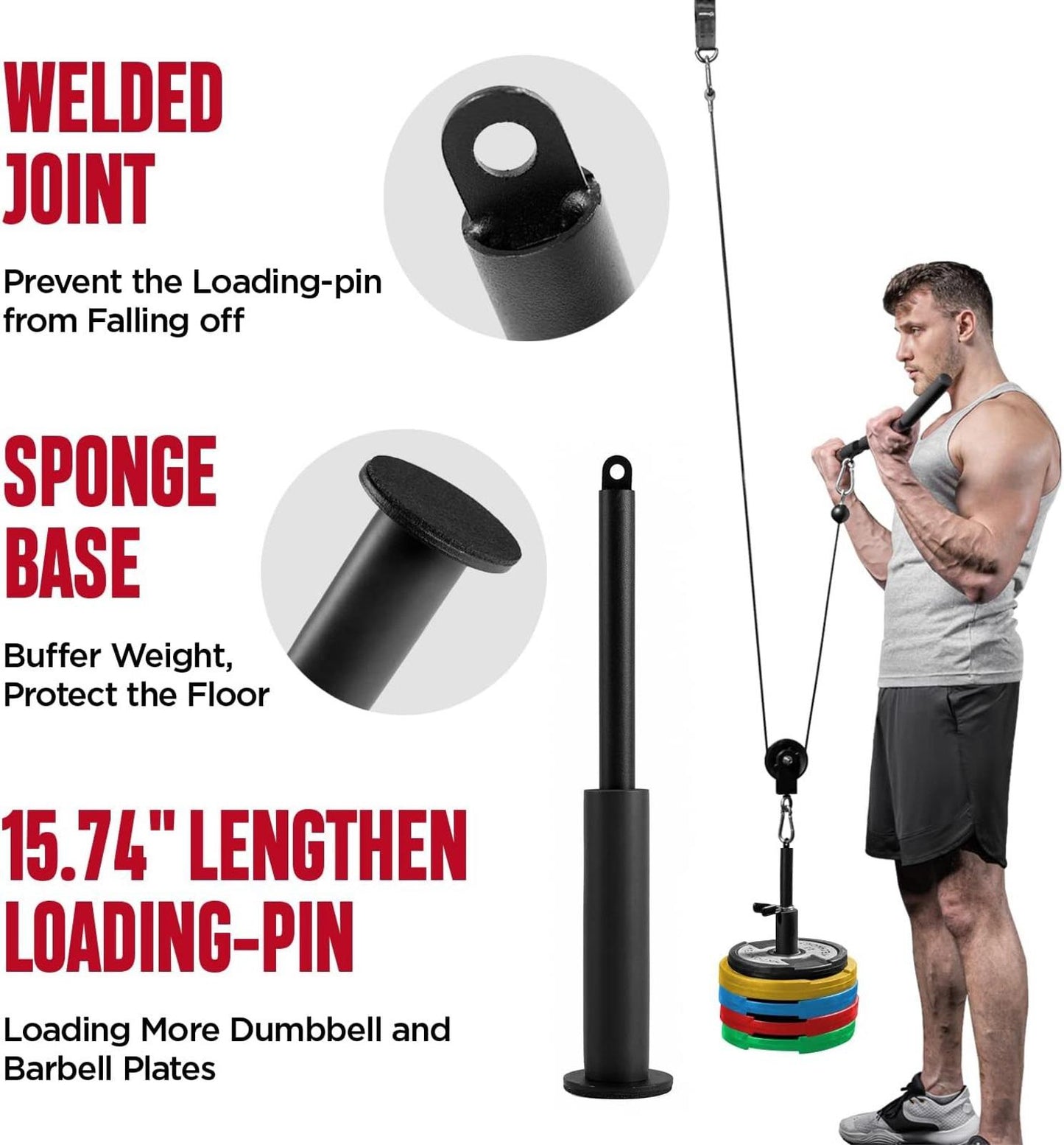 Cable Pulley System Gym LAT Pulldown Biceps Curl Home Strength Trainer